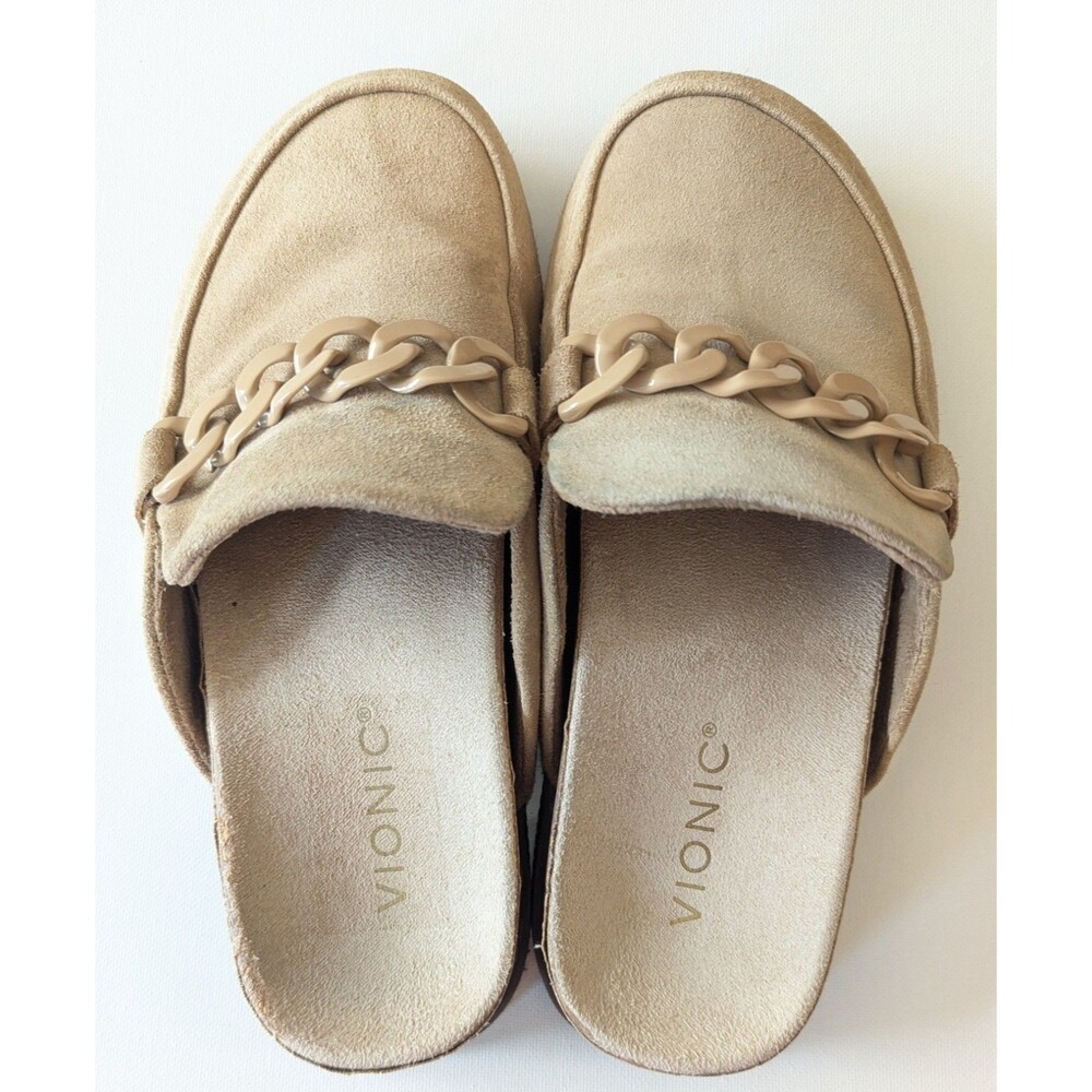 Vionic Georgie Women's Size 7 Slip On Shoes Tan Suede Mules Sandals - Picture 4 of 11